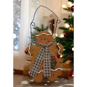 Vintage Gingerbread Woman Christmas Tree Ornament Scarf Accent